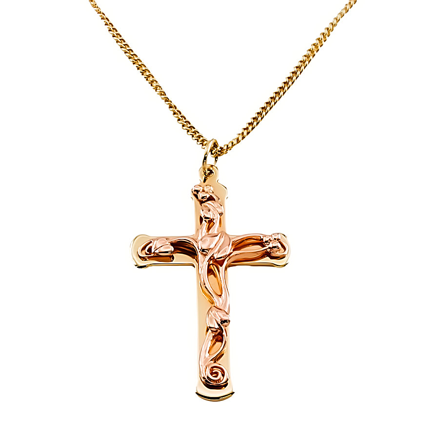 9ct gold 2-tone Clogau Cross Pendant with chain